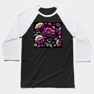 Pink Floral Illustration Baseball T-Shirt